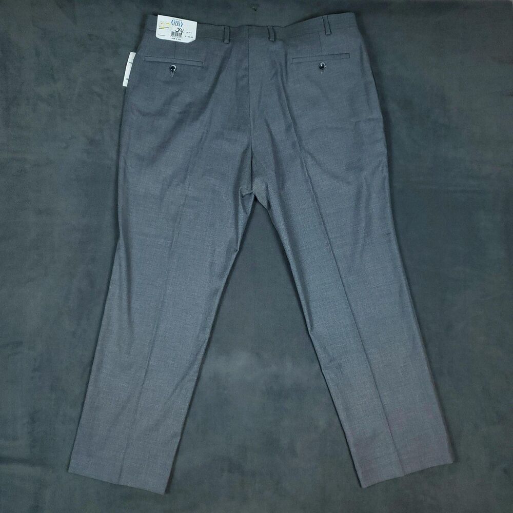 Van Heusen Cool Flex Pants Mens 40x30 Gray Stretch Slim Fit Dress Suit Separates - Picture 7 of 8